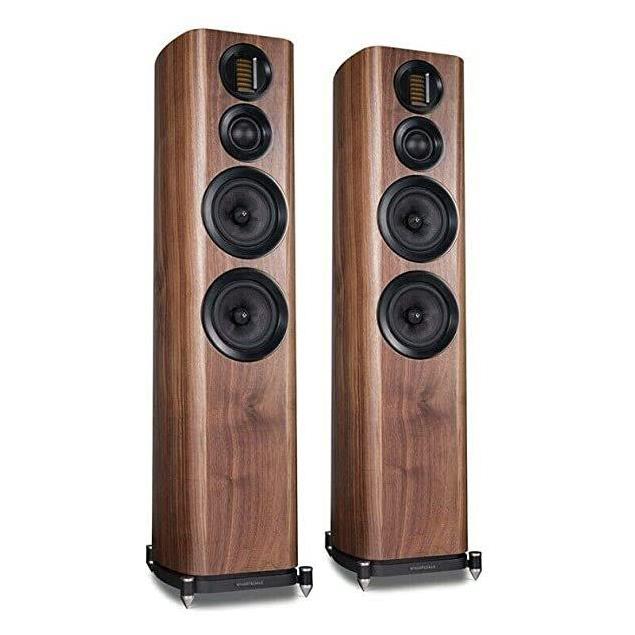 Wharfedale EVO 4.4 - 3-way bass reflex floorstanding loudspeakers (walnut veneer / 30-200 Watts recommended amplifier power / 1 pair)